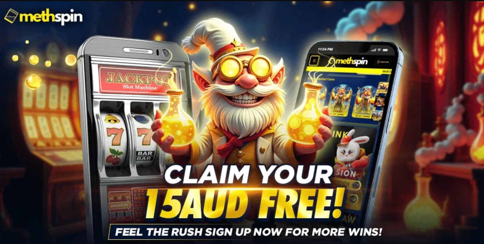 MethSpin 15 AUD free bonus promotion for Australian players