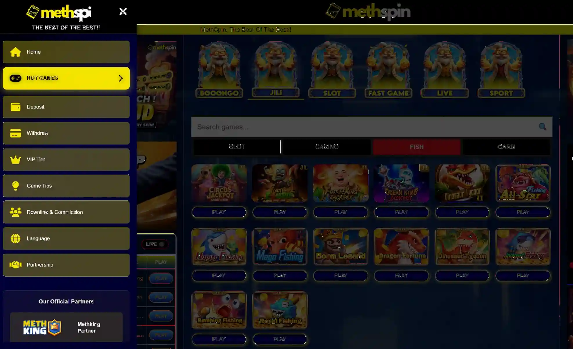 Live dealer interface